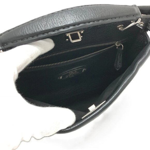 FENDI 7VA422 Selleria Peekaboo Fit Mini 2-way bag Hand Bag Leather Black - Picture 13 of 14